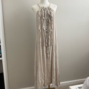 100% Linen Lagenlook Maxi Dress Womens Vacation Dress Unbranded Large
